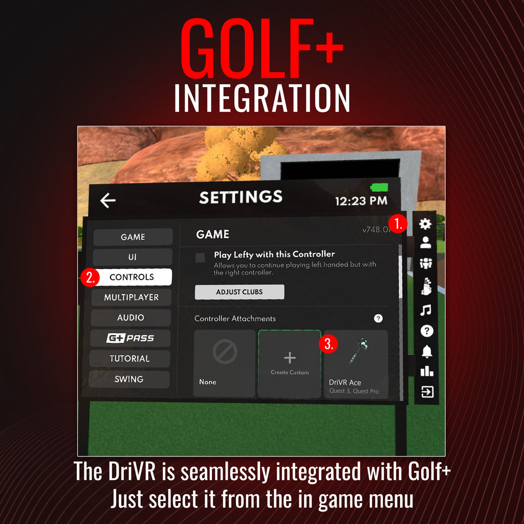 DriVR Ace - VR Golf Club Handle Accessory - Compatible with Quest 3/3s and Pro